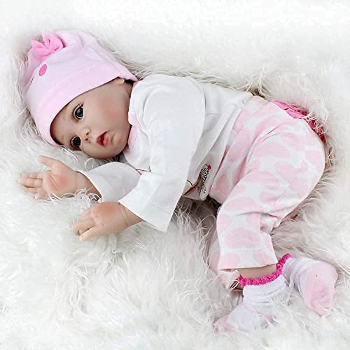 ZIYIUI Muñecos Reborn Niña 22 Pulgadas 55Cm Realista Silicona Cuerpo Completo Bebe Reborn Suave Vinilo de Recién Nacido Niño Niña Regalo Juguete Reborn Dolls