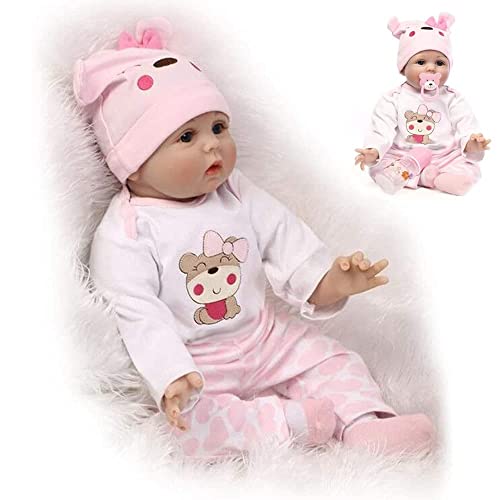 ZIYIUI Muñecos Reborn Niña 22 Pulgadas 55Cm Realista Silicona Cuerpo Completo Bebe Reborn Suave Vinilo de Recién Nacido Niño Niña Regalo Juguete Reborn Dolls