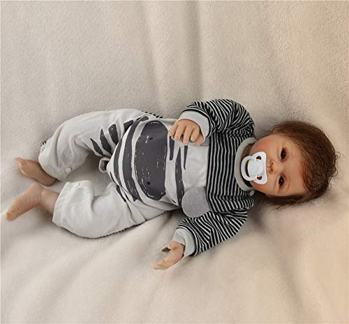 ZIYIUI Ojo Abiertos Muñeco Reborn bebé Chico Vinilo Silicona Realista Niño Muñecas Bebe Reborn Baby Dolls Recién Nacido 22 Pulgadas Niños Hecha a Mano Juguete