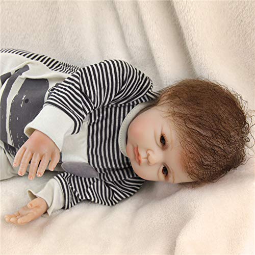 ZIYIUI Ojo Abiertos Muñeco Reborn bebé Chico Vinilo Silicona Realista Niño Muñecas Bebe Reborn Baby Dolls Recién Nacido 22 Pulgadas Niños Hecha a Mano Juguete