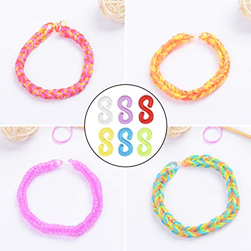 Zliger Telar S Clips Loom Bands Conexión S-Clips Ganchos Clip S Plástico Telar Band Kit de Pulseras de Goma para Pulseras de la Joyería Que Hace la Accesorios Herramienta (500 Blanco+500 Vistoso)