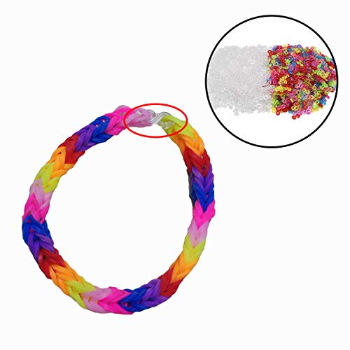 Zliger Telar S Clips Loom Bands Conexión S-Clips Ganchos Clip S Plástico Telar Band Kit de Pulseras de Goma para Pulseras de la Joyería Que Hace la Accesorios Herramienta (500 Blanco+500 Vistoso)