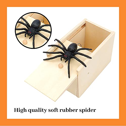 ZoneYan Araña Broma, Araña Caja de Madera, Caja de Araña, Caja Sorpresa para Asustar, Artículos de Broma, Regalos Sorpresa para Niños y Adultos