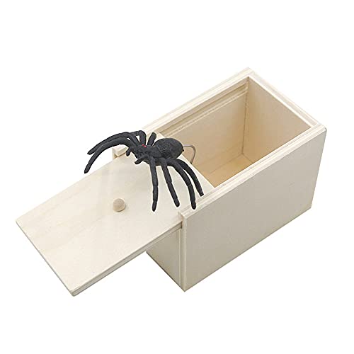 ZoneYan Araña Broma, Araña Caja de Madera, Caja de Araña, Caja Sorpresa para Asustar, Artículos de Broma, Regalos Sorpresa para Niños y Adultos