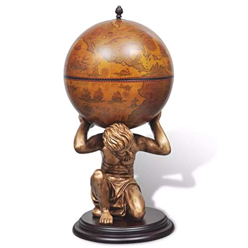 Zora Walter 12.5 kg Forma de Globo Terráqueo Bar Atlas Bar Mesa Mesa de pie con 4 F?Chern – Edad wekt Tarjeta Adornado y con St ¨ ¹ Tze en Forma de mytholo gischen Figura Atlas