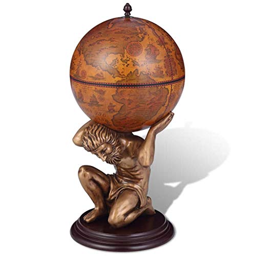 Zora Walter 12.5 kg Forma de Globo Terráqueo Bar Atlas Bar Mesa Mesa de pie con 4 F?Chern – Edad wekt Tarjeta Adornado y con St ¨ ¹ Tze en Forma de mytholo gischen Figura Atlas