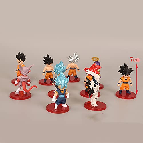 21 pcs / set figuras de Dragon Ball Goku Vegeta Super Saiyan Frieza Anime modelo 7-8 CM figuras de acción juguetes para decoración de pasteles regalo de cumpleaños