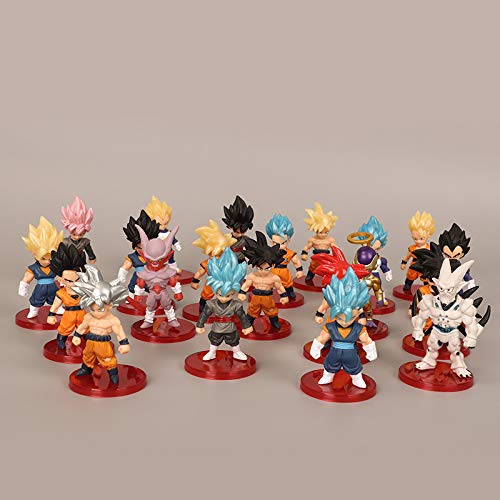 21 pcs / set figuras de Dragon Ball Goku Vegeta Super Saiyan Frieza Anime modelo 7-8 CM figuras de acción juguetes para decoración de pasteles regalo de cumpleaños