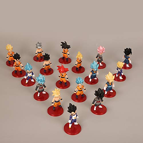 21 pcs / set figuras de Dragon Ball Goku Vegeta Super Saiyan Frieza Anime modelo 7-8 CM figuras de acción juguetes para decoración de pasteles regalo de cumpleaños