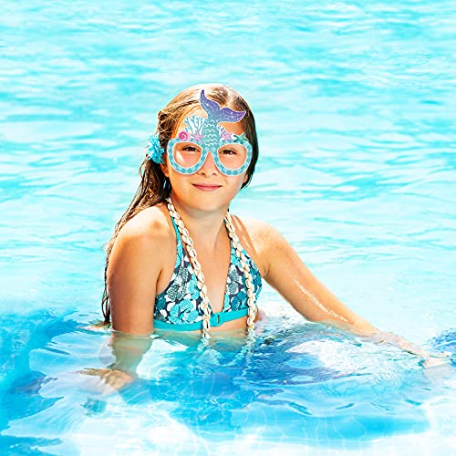 24 Piezas Decoraciones de Fiesta de Sirena Anteojos Temáticos de Sirena Lentes de Papel Lentes Gafas de Sol de Fiesta de Disfraz Booth Props de Foto para Playa Verano para Niños Adultos