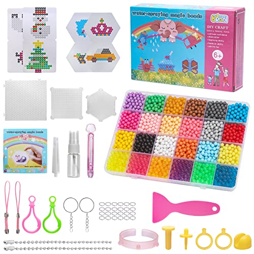 4000pcs Pulsera de cuentas,Juguetes de cuentas Niños DIY Educativos Artesanía Craft Kits,Abalorios Cuentas de Agua,Rompecabezas Kit Abalorios,Perlas pegajosas de agua