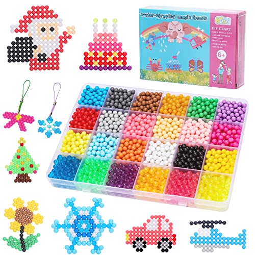 4000pcs Pulsera de cuentas,Juguetes de cuentas Niños DIY Educativos Artesanía Craft Kits,Abalorios Cuentas de Agua,Rompecabezas Kit Abalorios,Perlas pegajosas de agua