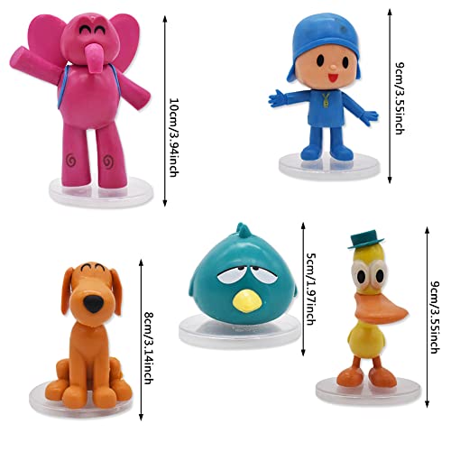 5 Piezas Pocoyo Cake Topper, Pocoyo Mini Figuras Decorativas para Tartas Mini Juguetes Pocoyo Acción Figuras para Niños y Niñas Fiesta de Cumpleaños Baby Shower