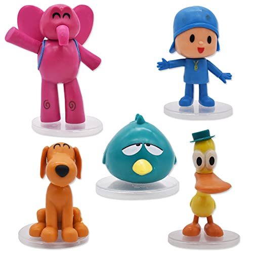 5 Piezas Pocoyo Cake Topper, Pocoyo Mini Figuras Decorativas para Tartas Mini Juguetes Pocoyo Acción Figuras para Niños y Niñas Fiesta de Cumpleaños Baby Shower