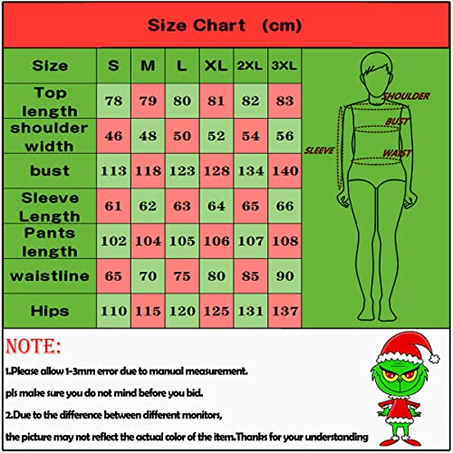 Adulto Grinch Green Navidad 7 unids Conjunto de Disfraces, Grinch Party Disfraz Navidad Deluxe Furry Adulto Santa Traje Traje Tambien niños, L