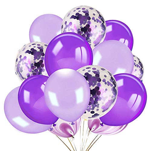 Amasawa 30 Piezas 12 Pulgadas Globo Gigante de Látex Globos de Confeti con La Cinta para Decoración de Fiesta Hawaiana (Morado)