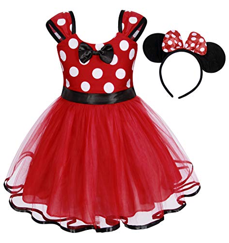 AmzBarley Vestidos de Princesa Tutú Lunares Disfraces Infantil con Diadema Traje de Fiesta Ropa Bebés Niñas para Carnaval Bautizo Cumpleaños Ballet Baile Navidad Halloween Cosplay Ceremonia