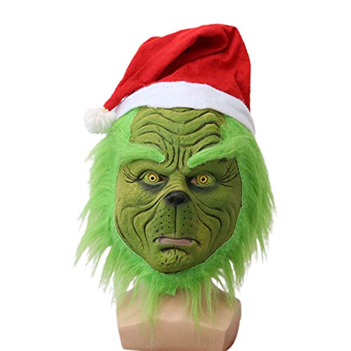 Anaike Trajes de Navidad Grinch Santa Claus Ropa de Cosplay Verde Divertido Traje de Navidad Peludo Conjunto para Hombres Mujeres, rosso, XXL