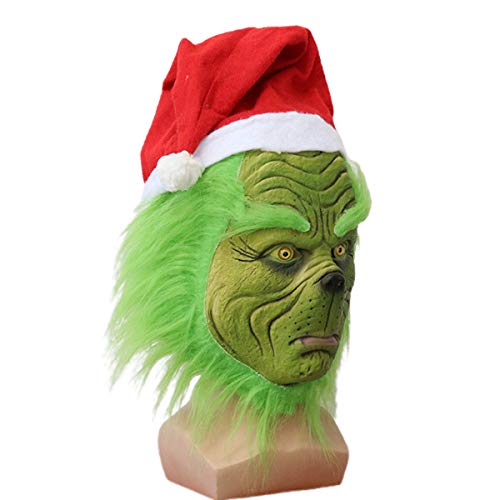 Anaike Trajes de Navidad Grinch Santa Claus Ropa de Cosplay Verde Divertido Traje de Navidad Peludo Conjunto para Hombres Mujeres, rosso, XXL