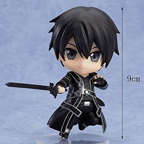 Anime Sword Art Online Q Versión Nendoroid Kirito Black Swordsman PVC Doll Acción Muñeca Colección Modelo Personaje Juguete 10cm