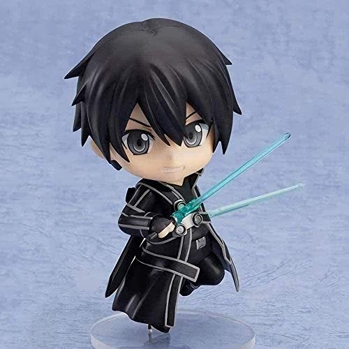 Anime Sword Art Online Q Versión Nendoroid Kirito Black Swordsman PVC Doll Acción Muñeca Colección Modelo Personaje Juguete 10cm