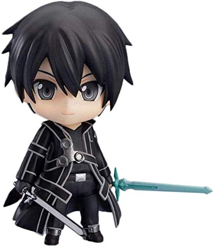 Anime Sword Art Online Q Versión Nendoroid Kirito Black Swordsman PVC Doll Acción Muñeca Colección Modelo Personaje Juguete 10cm