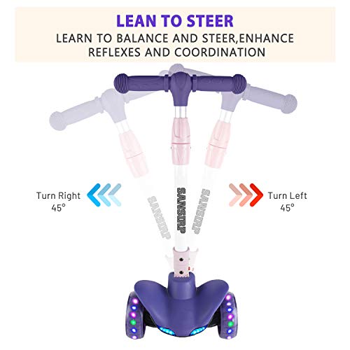 AOODIL Patinete de 3 Ruedas, patinetes para niños de 4 Niveles, Alturas Ajustables con función de música, Patinete para niños pequeños Plegable con un botón y 3 Ruedas LED para Edades de 2 a 12 años