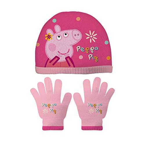 ARDITEX PP12738 Set de Guantes mágicos y Gorro de poliéster de EONE-Peppa Pig