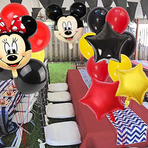 Artículos para Fiestas temáticas de Mickey y Minnie, BESTZY Globos de Minnie Rojo y Negro Mickey Party Globos Decoraciones de cumpleaños de Mickey para Party Comunion Bautizo Decoracion