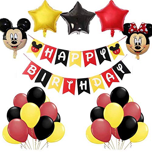 Artículos para Fiestas temáticas de Mickey y Minnie, BESTZY Globos de Minnie Rojo y Negro Mickey Party Globos Decoraciones de cumpleaños de Mickey para Party Comunion Bautizo Decoracion