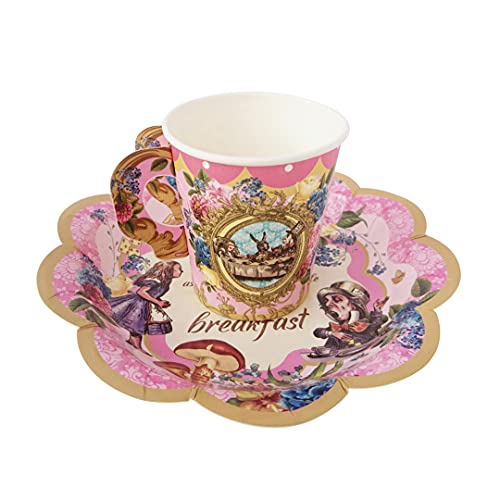 ASVP Shop Alicia en el país de las maravillas - Conjunto de suministros para fiestas de té - Ideal para sombreros locos - Tazas y servilletas