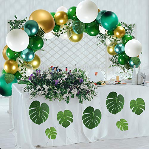 Auihiay - Kit de arco de 123 piezas de globos de Safari Jungle con hojas de palmera, Ivy Vines y tira de globos para baby shower, cumpleaños, decoración de fiesta tropical