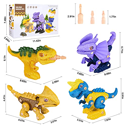 Auney Dinosaurios Juguetes con Taladro Eléctrico, Juego Construccion Dinosaurios, DIY Construcciones Juegos de Dinosaurios para Niños