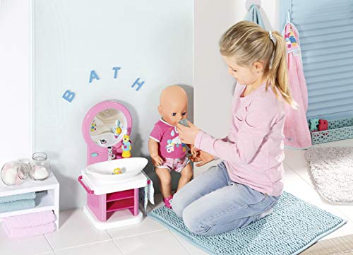 BABY born Lavabo Spa para Muñecas, Para Manos Pequeñas, Promueve la Empatía y Las Habilidades Sociales, Edad más de 3 años, Incluye Espejo, Cepillo de Dientes Vibrante y Más