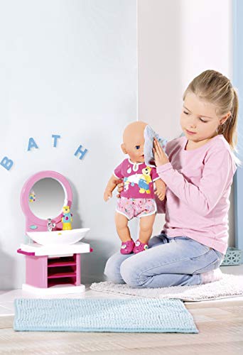 BABY born Lavabo Spa para Muñecas, Para Manos Pequeñas, Promueve la Empatía y Las Habilidades Sociales, Edad más de 3 años, Incluye Espejo, Cepillo de Dientes Vibrante y Más