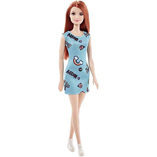 Barbie Fashionista, Muñeca Chic pelirroja vestido azul, juguete +7 años (Mattel FJF18)