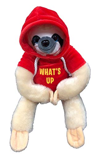 BARRADO - Peluche Oso Perezoso con Camiseta Calidad Super Soft (45cm, Marron Claro Camiseta roja)