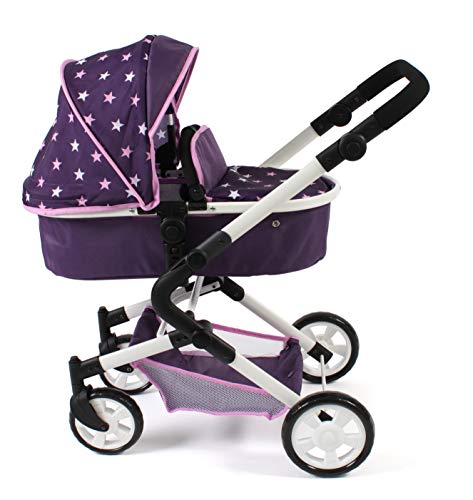 Bayer Chic 2000-Cochecito para muñecas 3 en 1 Lia Coche, bañera y Asiento Deportivo, Color Estrellas Lila. (597-71)