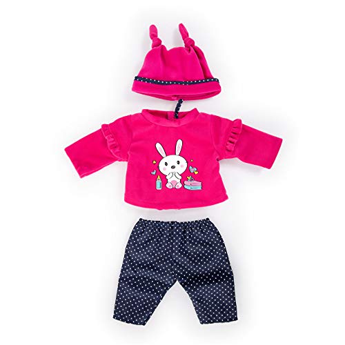 Bayer Design- Ropa 42 a 46cm, Accesorios para muñeca, Top y Gorra, Conjunto, Traje con Conejos, Color rosa, azul, punteado (84679AA) , color/modelo surtido