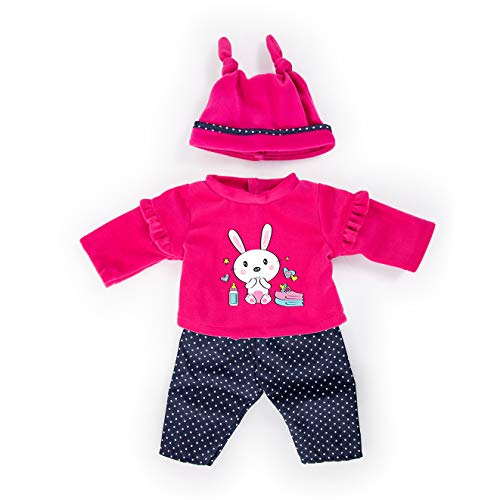 Bayer Design- Ropa 42 a 46cm, Accesorios para muñeca, Top y Gorra, Conjunto, Traje con Conejos, Color rosa, azul, punteado (84679AA) , color/modelo surtido