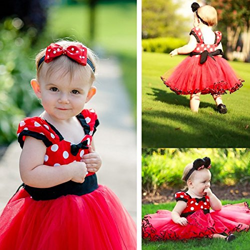 Bebé Niña Vestidos de Princesa Tutú Disfraces Infantil con Diadema Traje de Fiesta Carnaval Bautizo Tutú Ballet Lunares Fantasía Rojo 2-3 Años