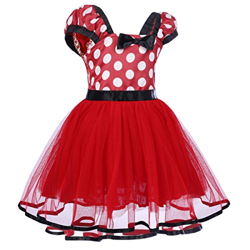 Bebé Niña Vestidos de Princesa Tutú Disfraces Infantil con Diadema Traje de Fiesta Carnaval Bautizo Tutú Ballet Lunares Fantasía Rojo 2-3 Años