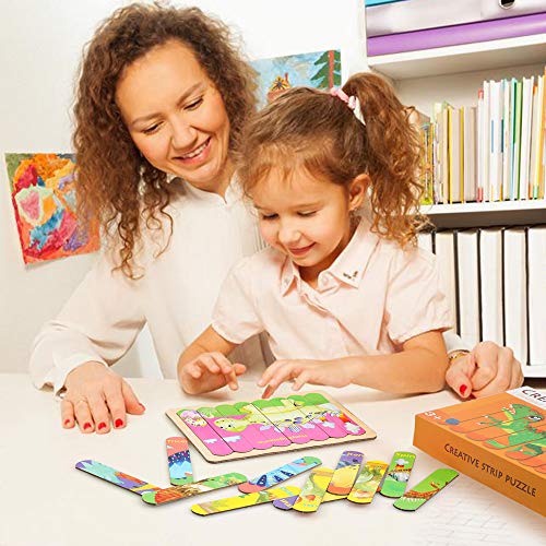 BelleStyle Rompecabezas de Madera para Niños 3 4 5 Años, Puzzles de Madera Animales, 32 Piezas 8 Dinosaurio Rompecabezas de Cartón Montessori Juguete - Educativos Juguetes para Pequeños Niños Niñas