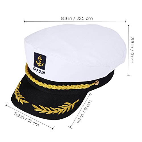 BESTOYARD Gorra capitán Adulto Yate Barco Navegante Capitán Traje Sombrero Cap Marina Marina Almirante (Blanco)