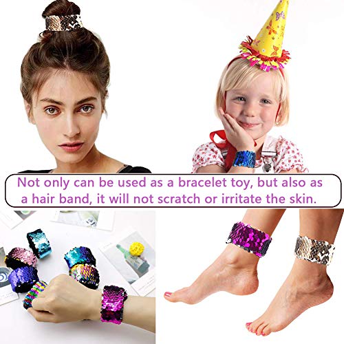 BESTZY 12 Piezas Slap Pulseras de Sirena Pulsera Niña Pulsera de Lentejuelas Reversible Brazalete Mágicas Regalo Cumpleaños Niños Adultos (Random )