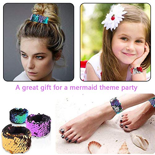 BESTZY 12 Piezas Slap Pulseras de Sirena Pulsera Niña Pulsera de Lentejuelas Reversible Brazalete Mágicas Regalo Cumpleaños Niños Adultos (Random )