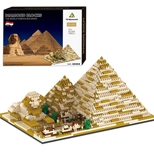 BGOOD Juego de construcción de pirámide de 1456 bloques de construcción con sujeción, pirámide de Egipto, arquitectura 3D Nano Micro Blocks, juguete de construcción para niños y adultos