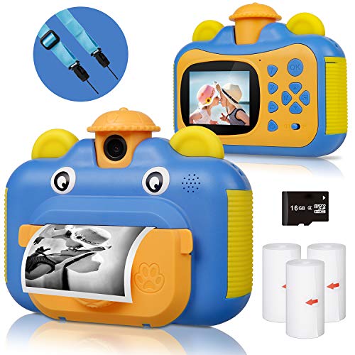 BITIWEND Cámara Fotos Niños, Cámara Infantil Instantanea, Cámara de Impresión para niños, Cámara Video Digital HD 1080P 2.4 Pulgadas Pantalla, Cámara Fotográfica y 3 Rollos de Papel