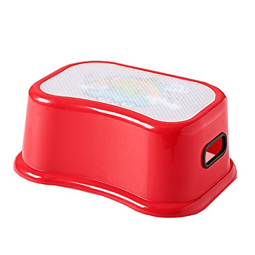 BJL Taburete Step Toddlers Baño Plástico One Step Escalera Taburete Utilidad de Dibujos Animados Small Foot Stools For Kids Orinal Training Foco Infantil Antideslizante OYO (Color : Red)