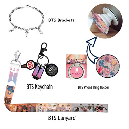 BTS - Juego de Regalo BTS para Army, Set de Regalo para Fans 32 Tarjetas BTS Lomo / 13 Pegatinas BTS / 8 BTS Tarjetas Transparentes / 2 Soportes BTS / 1 Llavero BTS / 1 Cordón BTS / 1 Pulseras